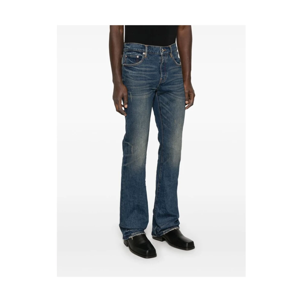 Purple Brand Blauwe Voorknop Jeans Klassieke Vijf Zakken Blue Heren