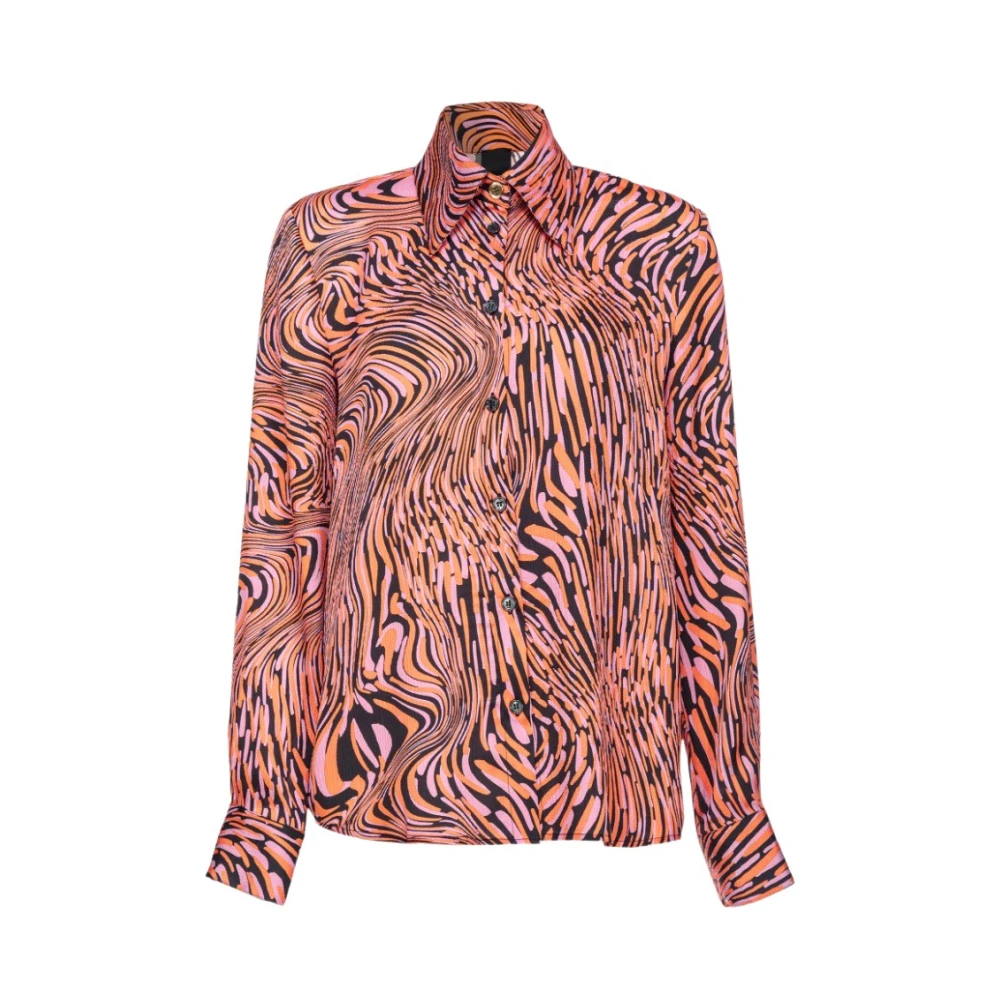 Pinko Satijnen Shirt met Verstoord Print Multicolor Dames
