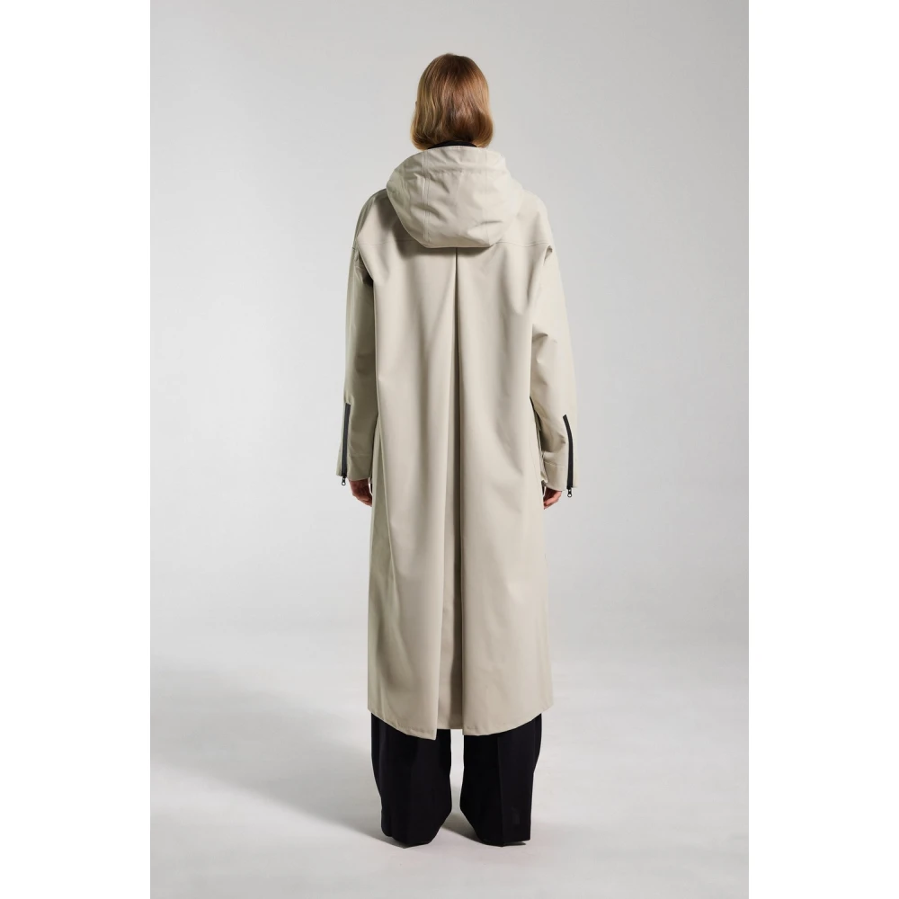 Stutterheim Mat Lang Regenjas met Aqua Guard Rits Beige Dames