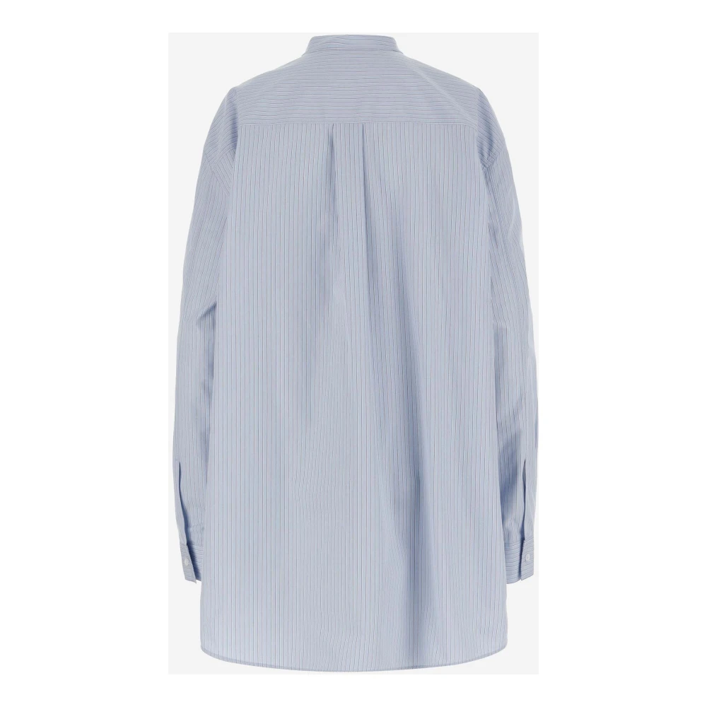 Jil Sander Koreaanse Stijl Katoenen Overhemd met Borduursel Blue Dames