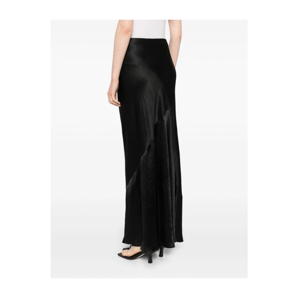 Vince Zwarte Satijnen Maxi Rok Black Dames