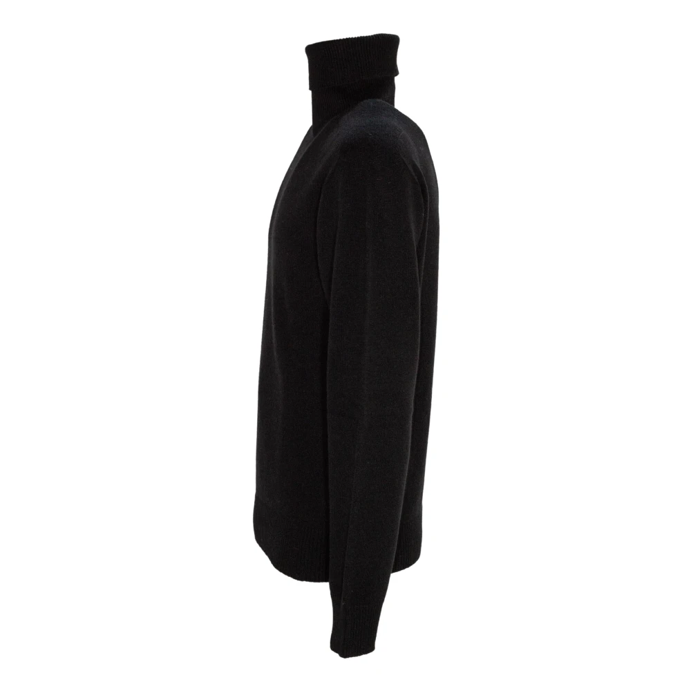 Mauro Grifoni Kasjmier Zwarte Trui Hoge Hals Black Heren