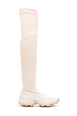 white-logo-print-knee-high-boots