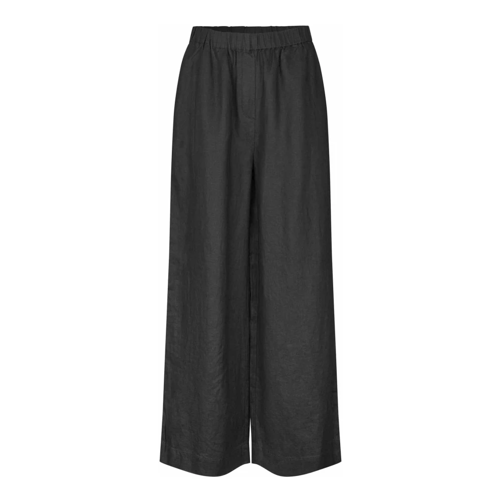 Masai Women's Black Wide Trousers, L, Wide Leg Cropped Trousers