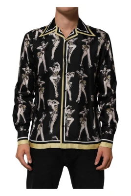 Silk Pin Up Printed Button Down Shirt