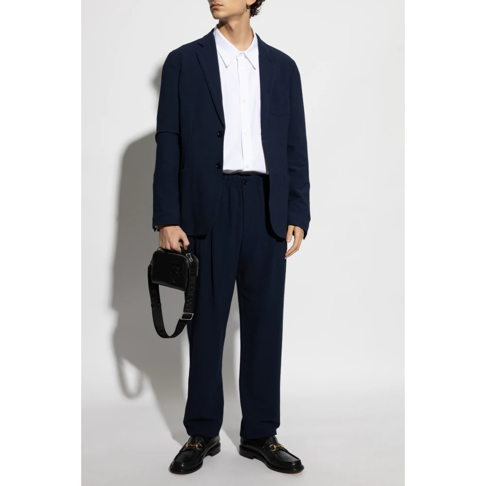 Giorgio Armani Blazer met open revers Blue Heren