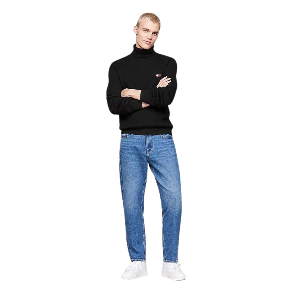 Tommy Hilfiger Zwarte Trui Slim Fit Wol Black Heren