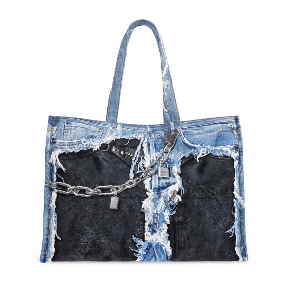 Acne Studios Donna Blu Logo Shoulder Tote Bag - Immagine 3