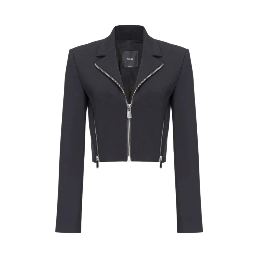 pinko Korte Crêpe Stretch Jas met Rits Black Dames