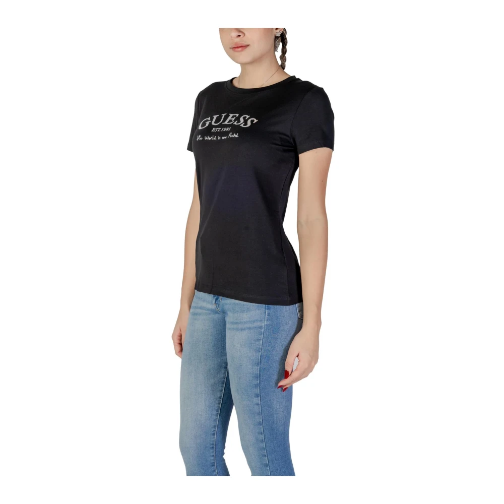 Guess Zwarte Grafische Tee Casual Stijl Black Dames