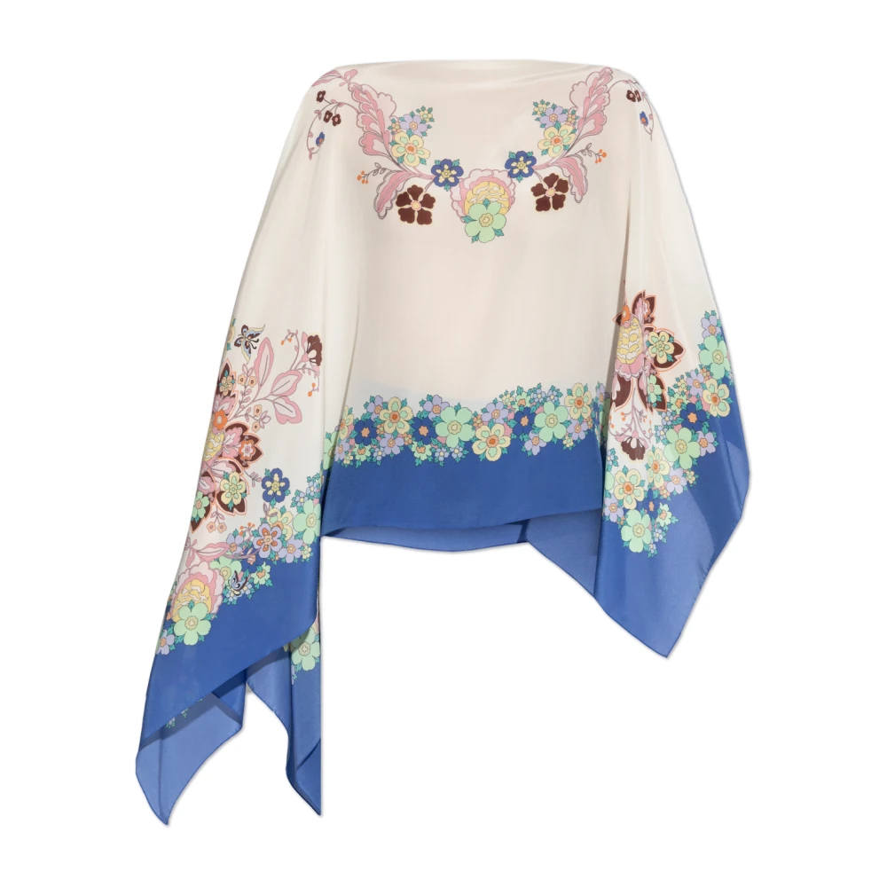 ETRO Zijden top met bloemmotief Beige Dames