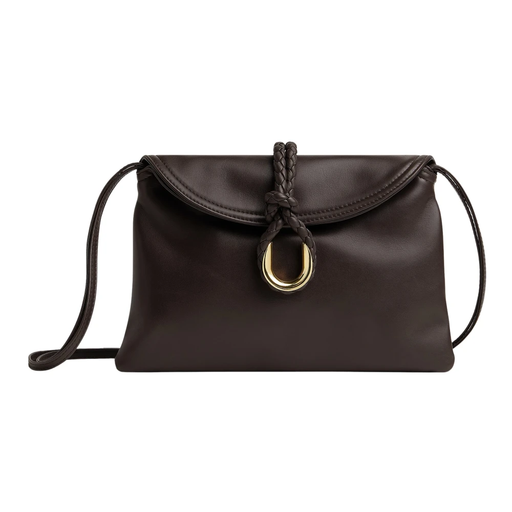 Bottega Veneta Bruine leren schoudertas met sluiting Brown Dames