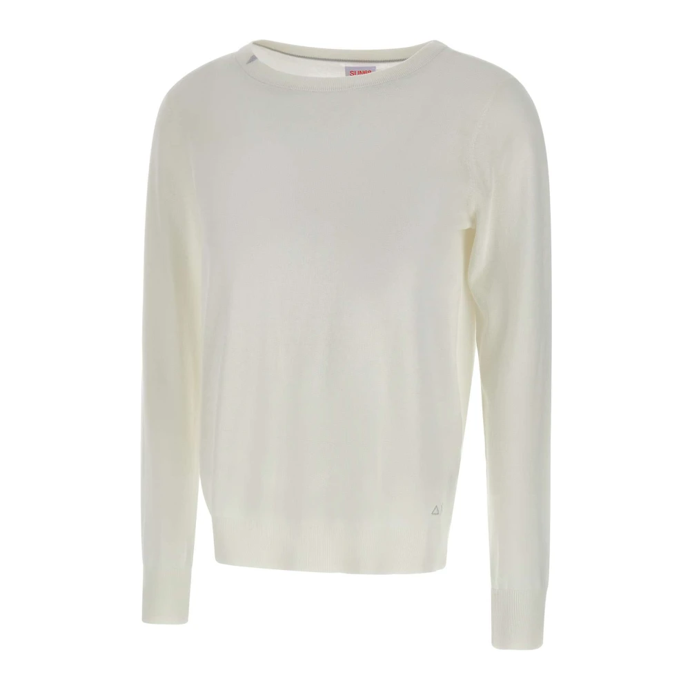 Sun68 Women's White Round-Neck Knitwear, M, Basic Jumper