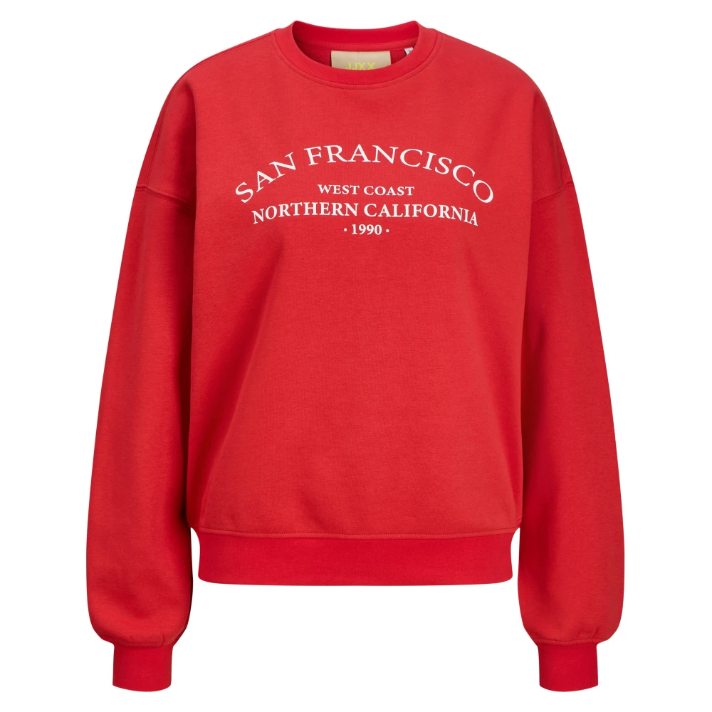 Jack & jones Racing Red LS Print Crew Sweatshirt Red Dames