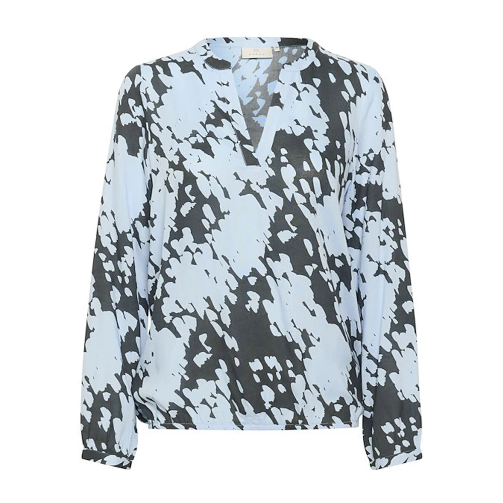Kaffe Abstract Graphic Cloud Blouse Top Blue Dames