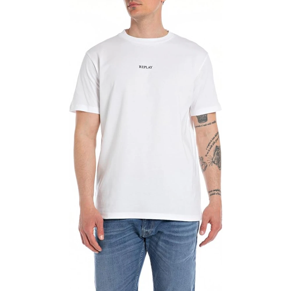 Replay Wit Effen Ronde Hals T-Shirt Mannen White Heren