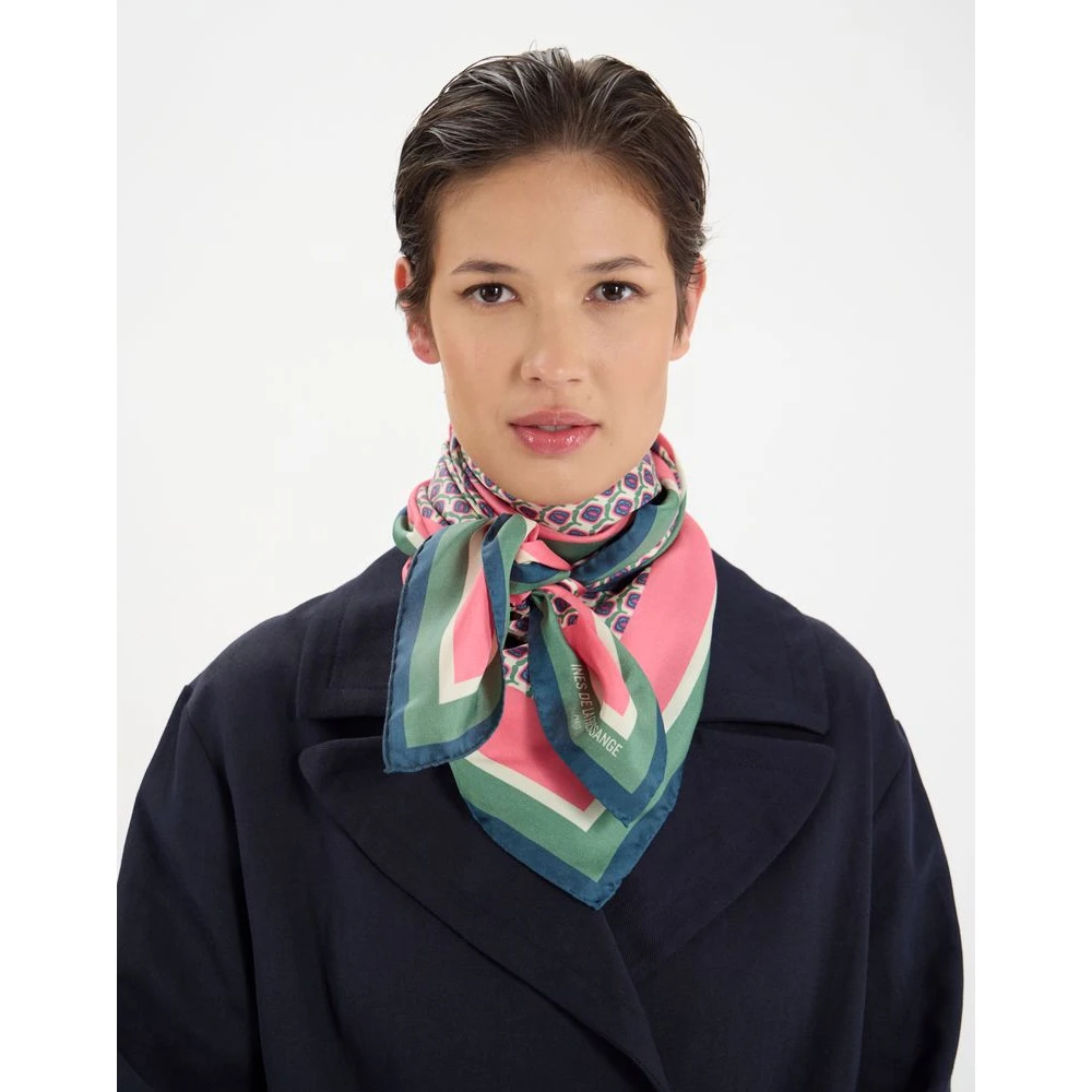 Ines De La Fressange Paris Lewis sjaal in groene zijde met eikenbladmotief Multicolor Dames