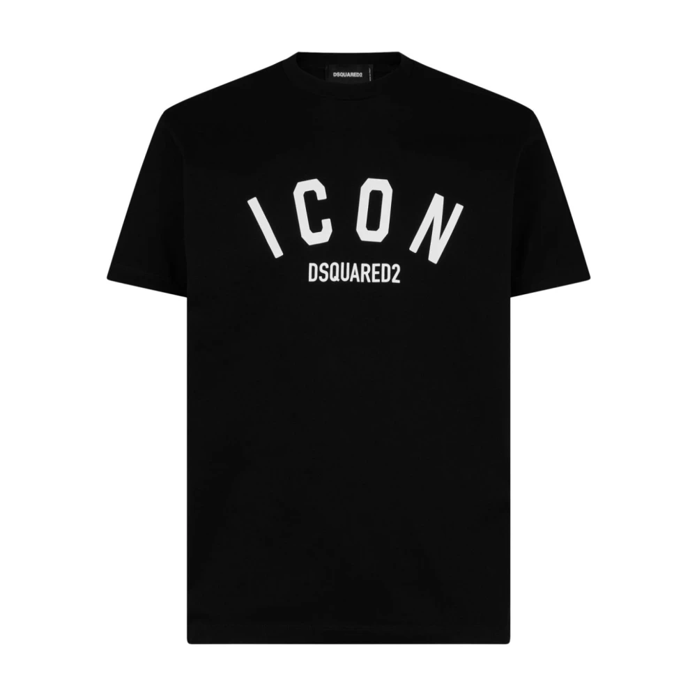 Dsquared2 Zwarte T-shirts en Polos Be Icon Cool Fit Tee Black Heren