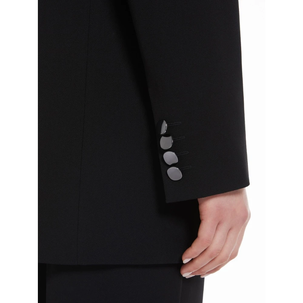 Max Mara Studio Zwarte Wollen Crepe Blazer Black Dames