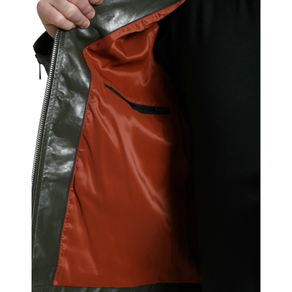 Dolce & Gabbana Leather Jackets Green Heren