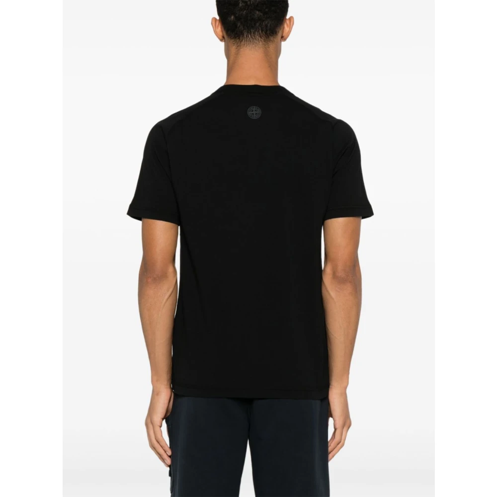 Stone Island Zwarte Crew Neck T-shirt met Front Print Black Heren