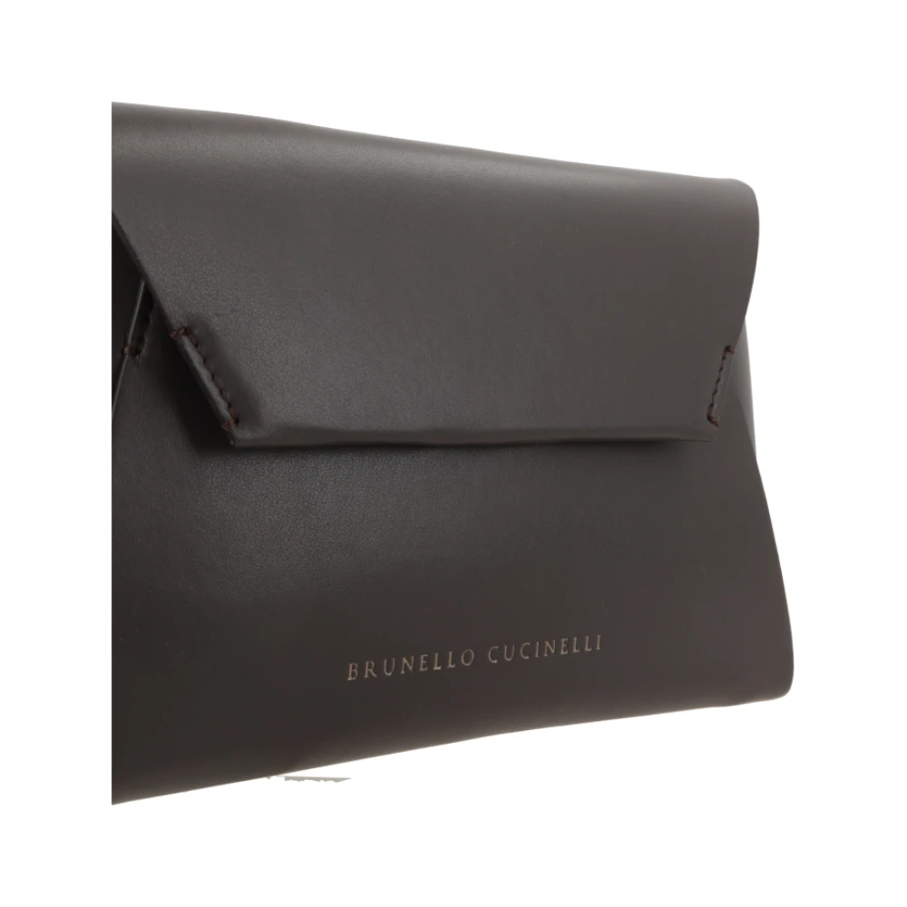 BRUNELLO CUCINELLI Bruin Leren Schoudertas met Ketting Brown Dames