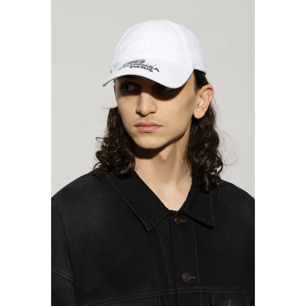 Balenciaga Baseball Cap met ritssluiting en band White Heren