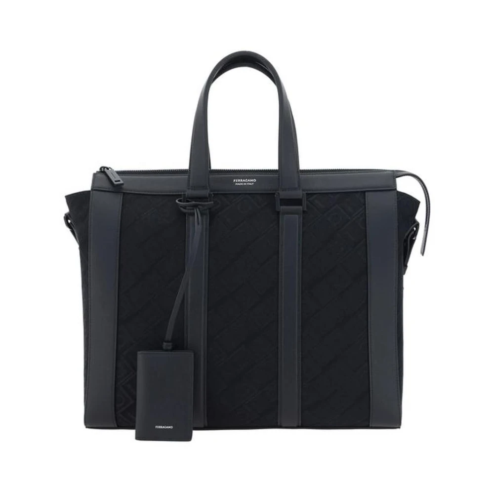 Salvatore Ferragamo Elegante Business Handtas met Leren Details Black Heren