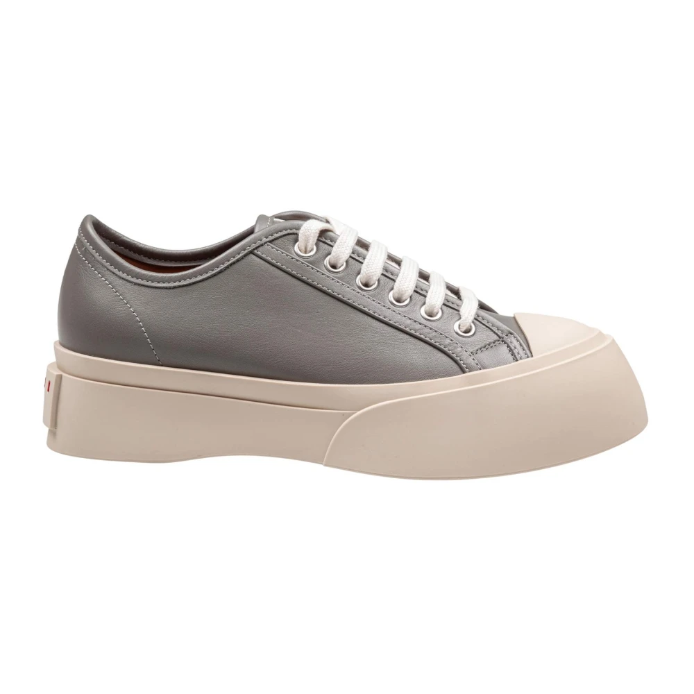 Marni Women's Gray Leather Lace-Up Trainers With Platform Size 3 Uk