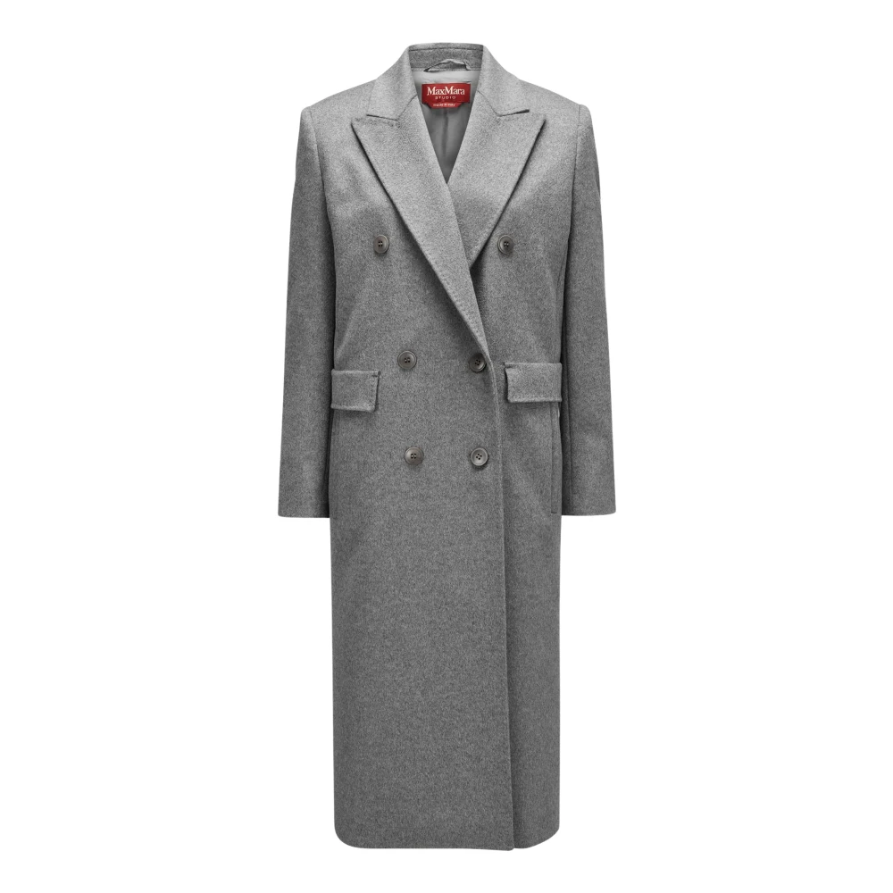 Max Mara Studio Dubbelknäppt Corolla Kappa Gray, Dam