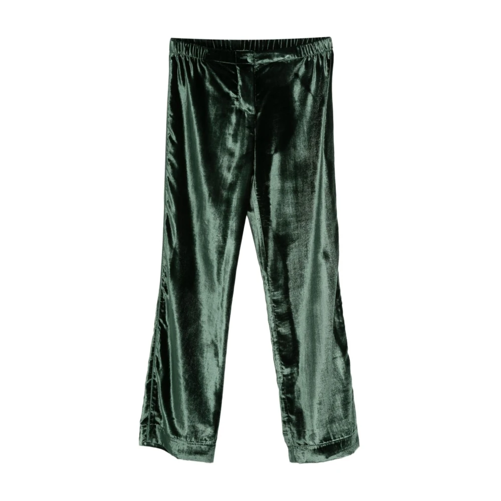 F.r.s For Restless Sleepers Women's Green Straight Trousers, M, Velvet Elastic Waistband Trousers