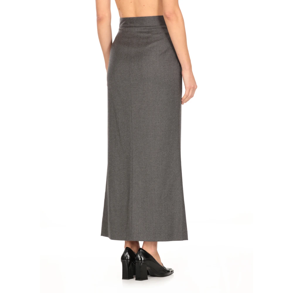 Antonelli Firenze Grijze wollen rok elastische taille Gray Dames