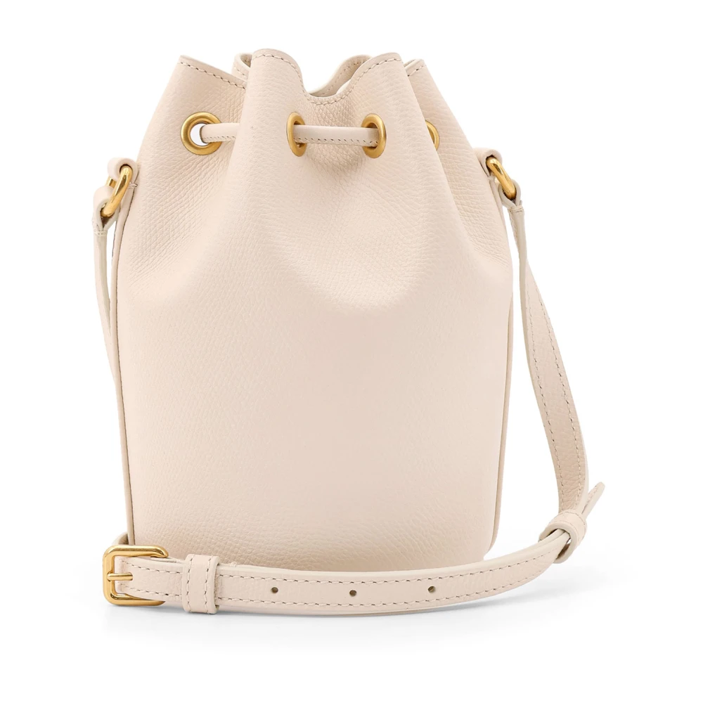 Valentino Garavani Leren Bucket Bag met VLogo Detail Beige Dames