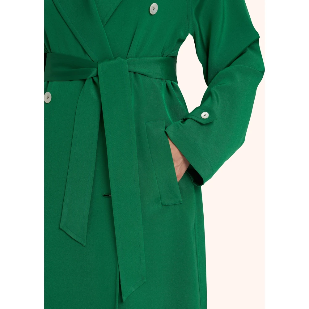 Kiton Emerald Groene Zijden Trenchcoat Green Dames
