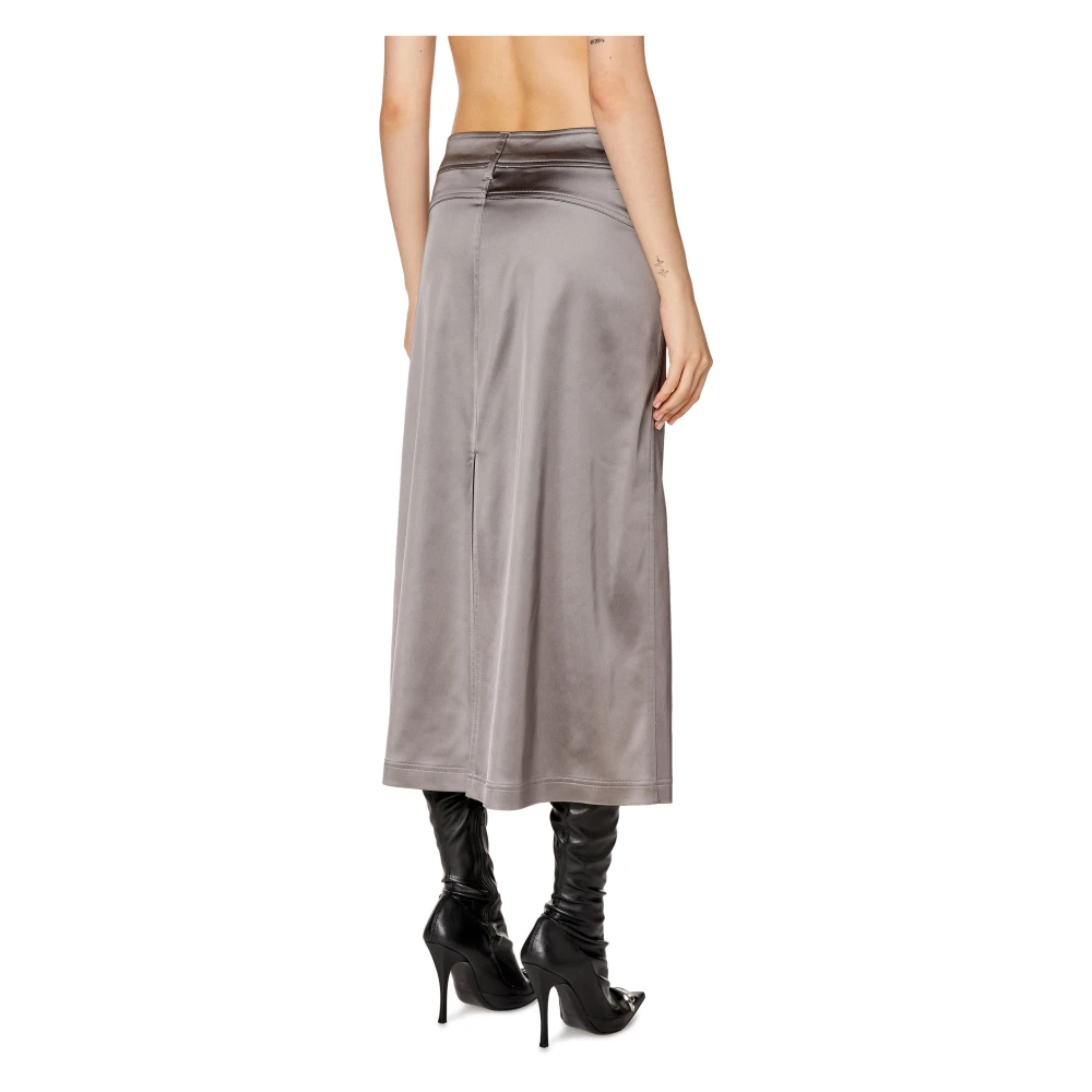 Diesel Midi skirt in shiny stretch satin Gray Dames