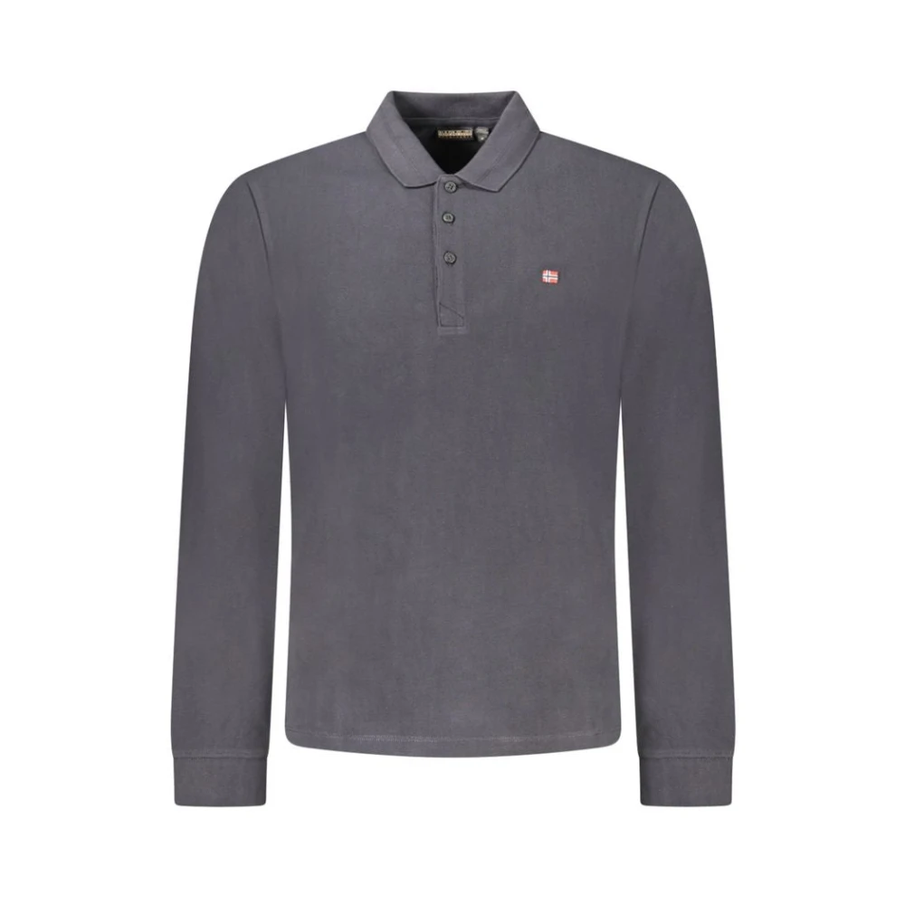 Napapijri Men's Gray Black Cotton Polo Shirt - Polo Shirts - Xl - Tops