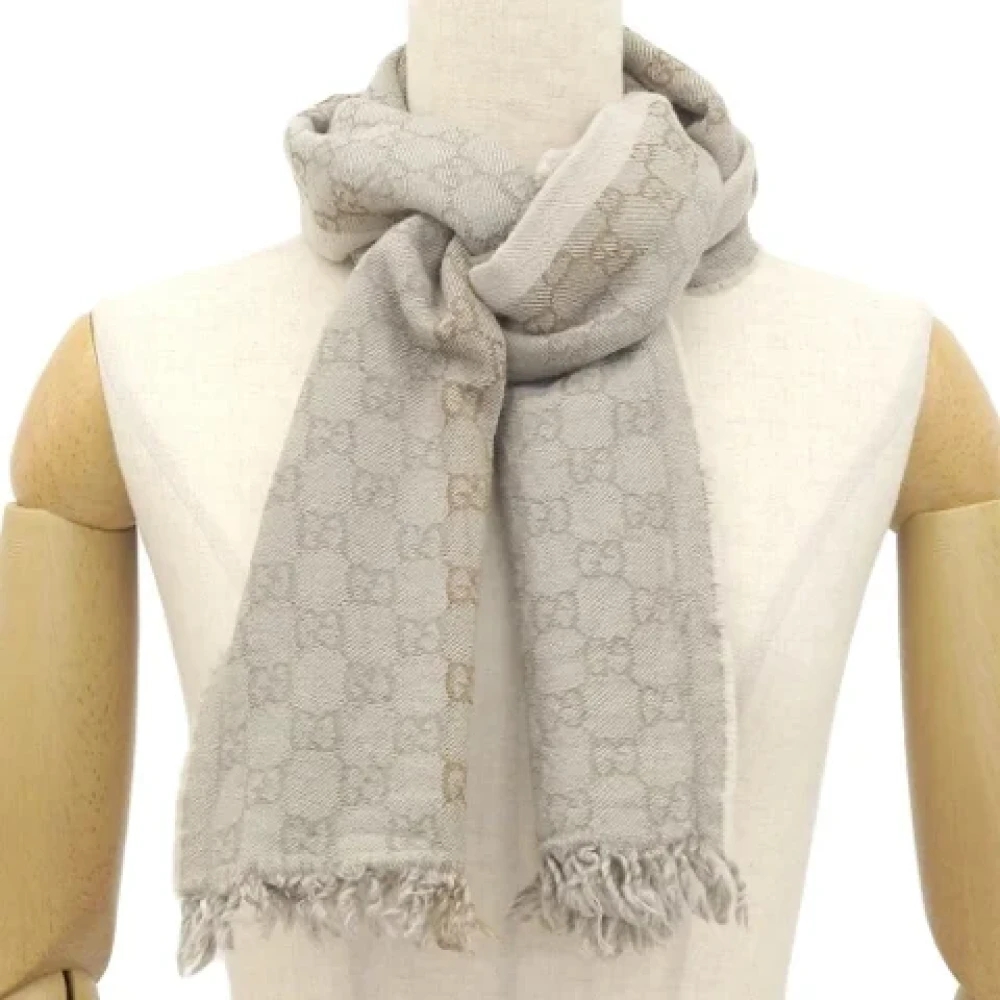 Gucci Vintage Pre-owned Wool scarves Beige Dames