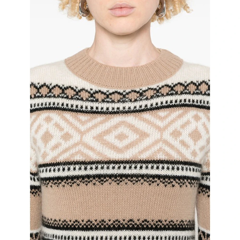 Ermanno Scervino Jacquard Ribgebreide Trui in Beige Dames