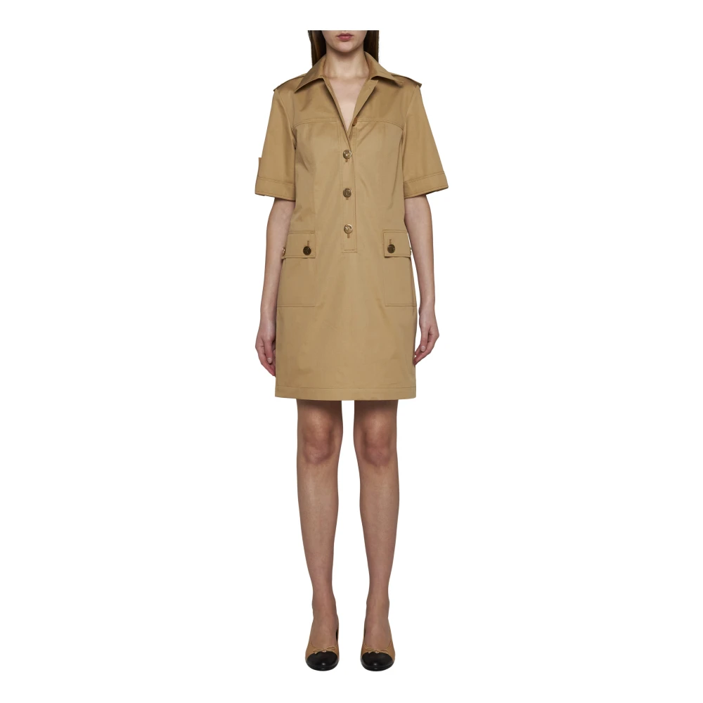 TORY BURCH Korte Mouw Camp Minijurk Beige Dames