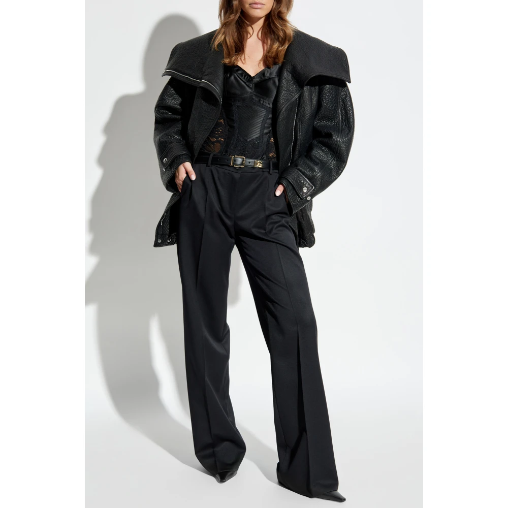 Dolce & Gabbana Leren jas Black Dames