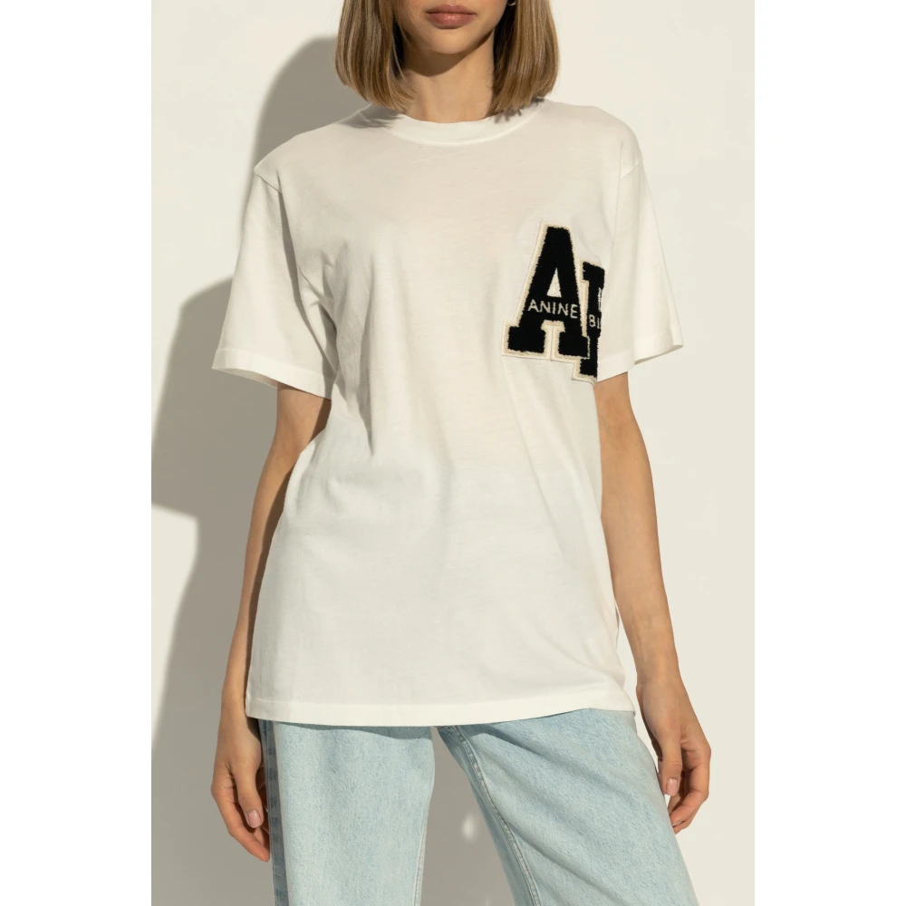 Anine Bing T-shirt met logo White Dames