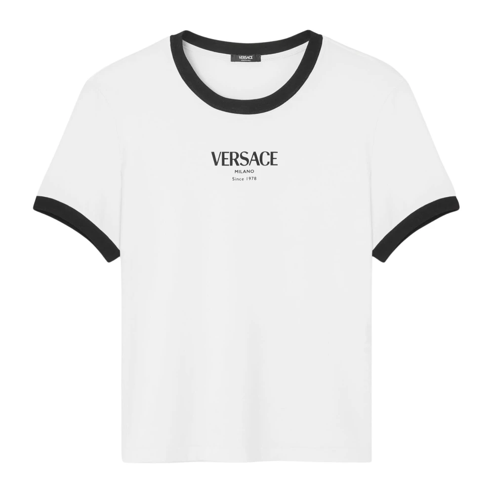 Versace Women's White T-Shirts, Xs, Stretch Viscose-Jersey T-Shirt