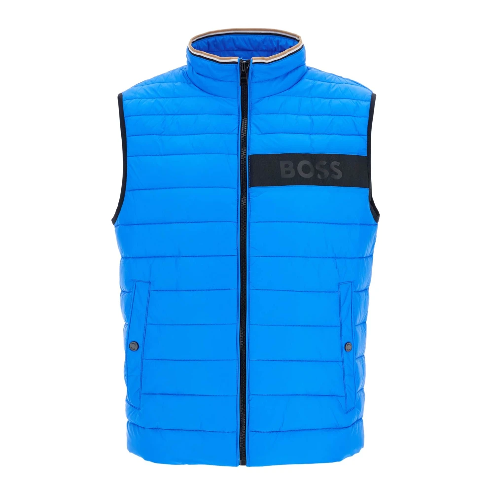 Boss Gewatteerde hoge kraag rits gilet Blue Heren