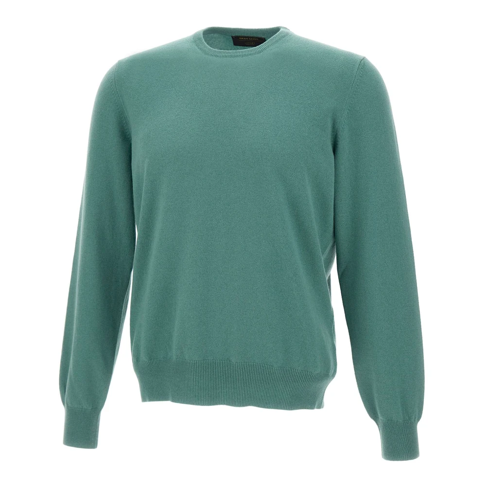 Gran Sasso Herr Grön Stickade Tröjor M, Crew Neck Cashmere Sweater