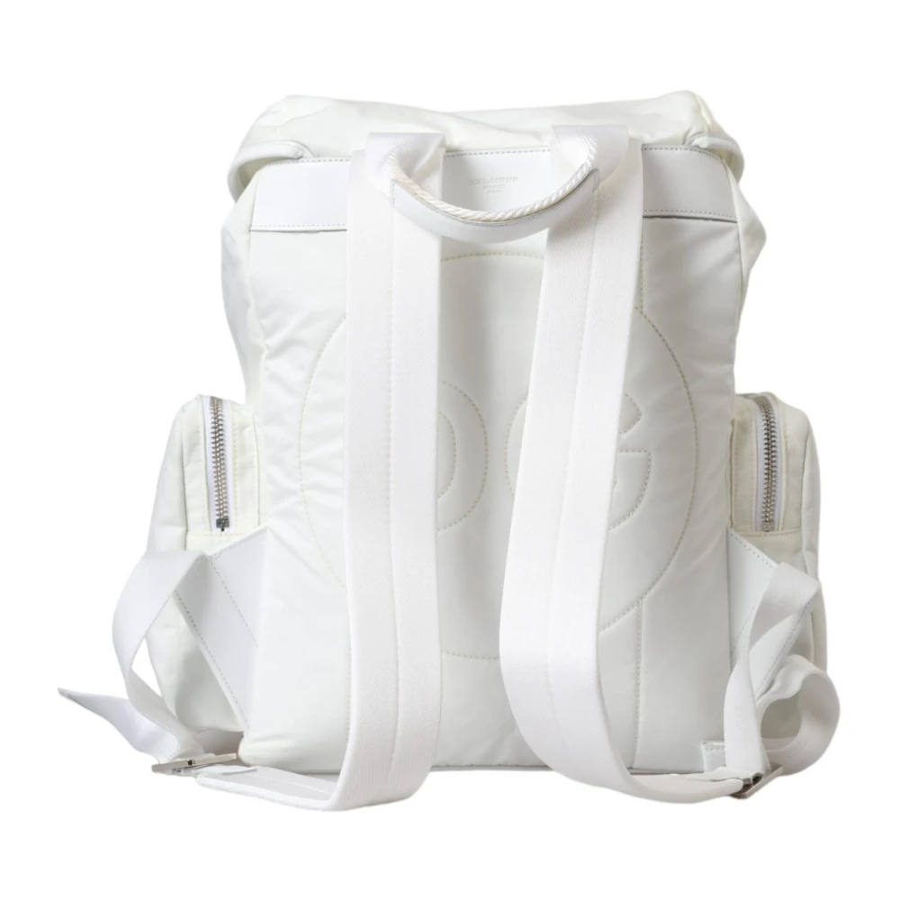 Dolce & Gabbana Logo Rugzak met Kalfsleren Details White Heren