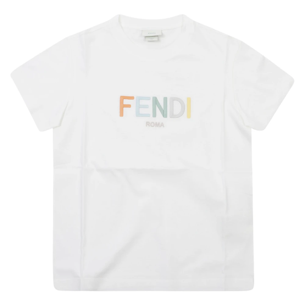 Fendi Boys White Kids Short Sleeve T-Shirts, 12 Y, T-Shirts And Polos