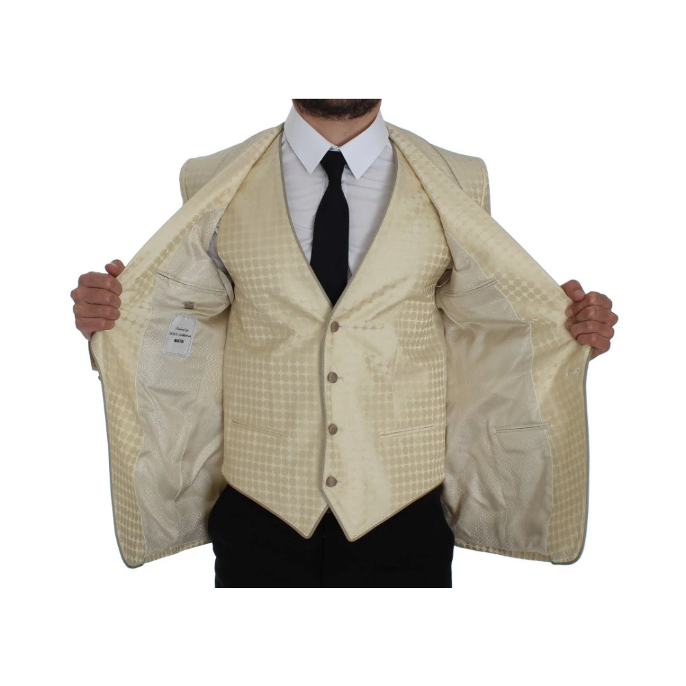 Dolce & Gabbana Beige Polka Dotted Slim Fit Blazer Beige Heren