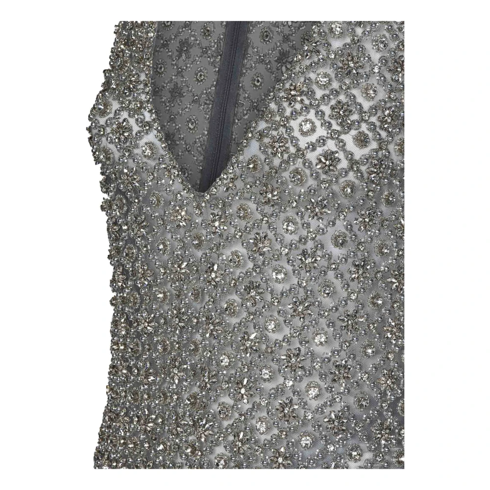 Amen Grijze Kristal Kralen Geborduurde Jurk Gray Dames