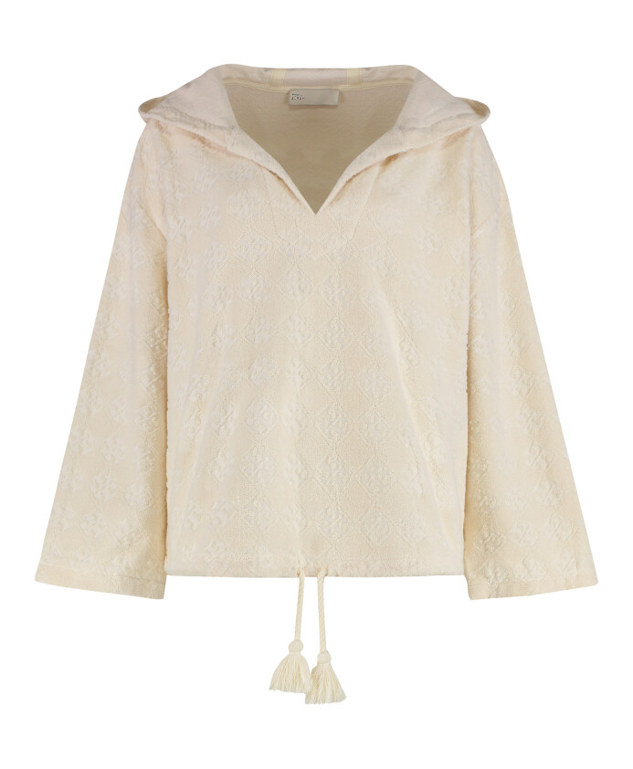 sweat-shirt-a-capuche-col-en-v-avec-cordon-de-serrage-a-la-taille