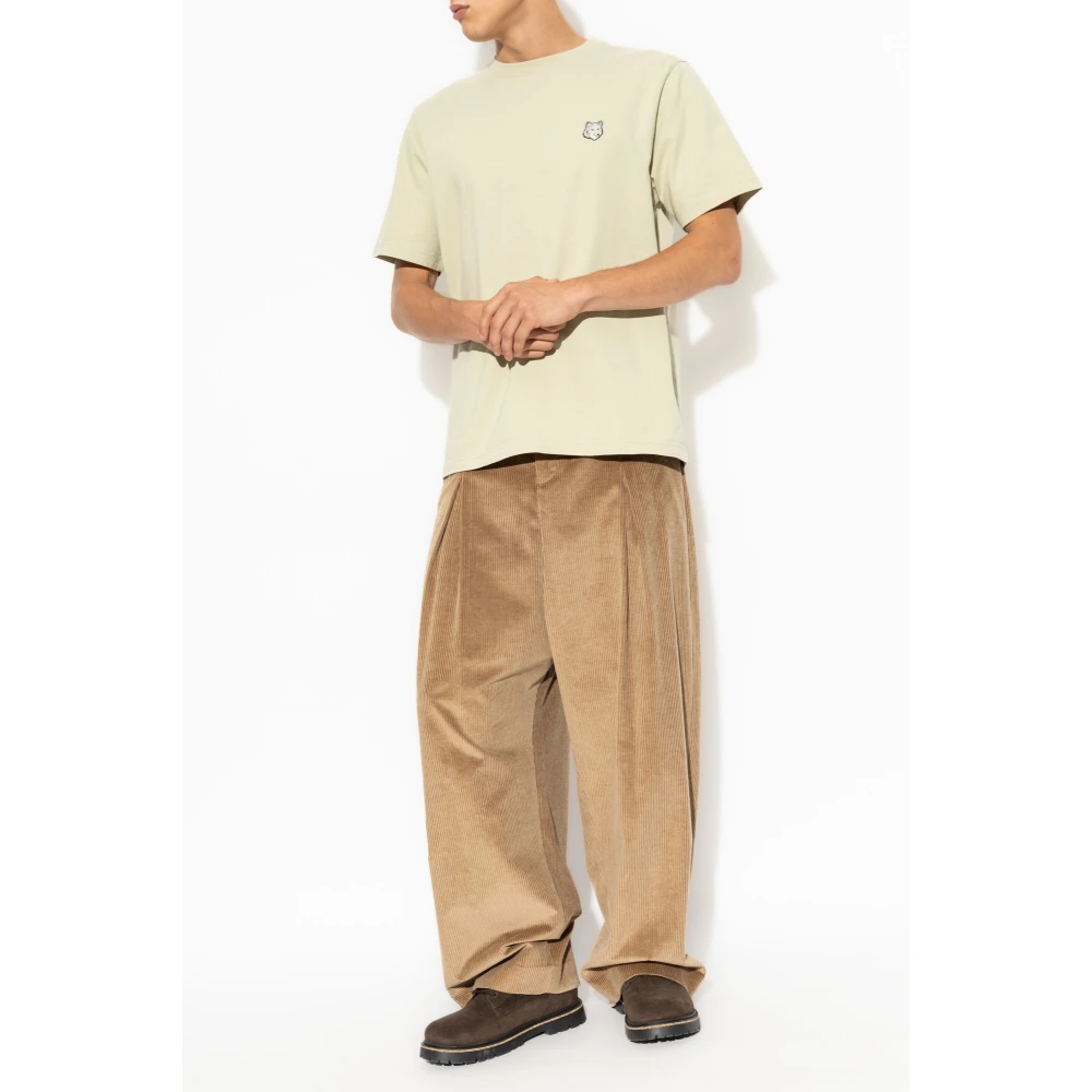 Maison Kitsuné T-shirt met logopatch Beige Heren